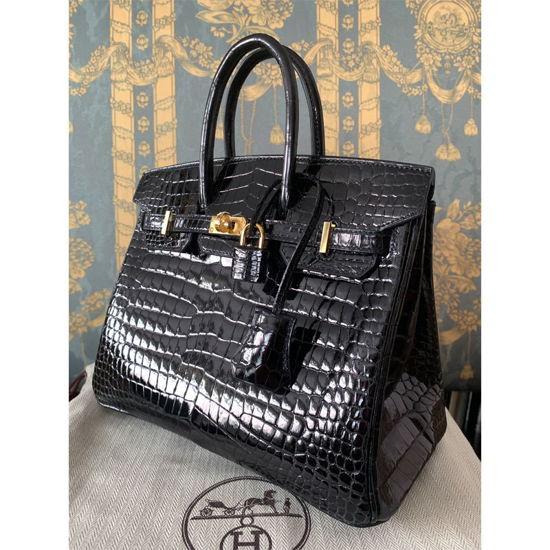 HERMES バーキン25 ポロサス クロコダイル ニロティカス 黒G金具 - 画像 (3)