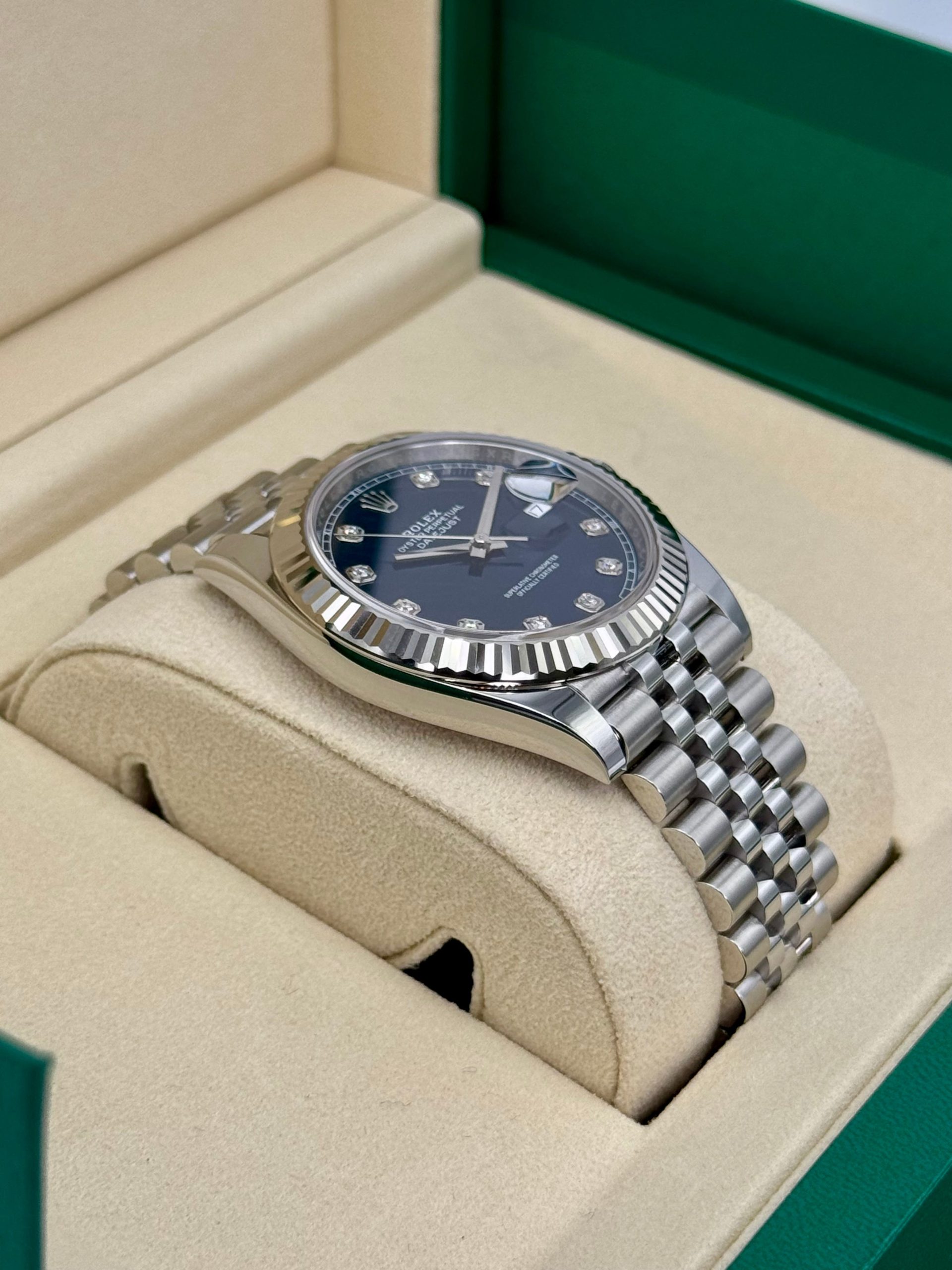 NEW 2025ロレックスデイトジャスト41ミリメートル126334ステンレススチールジュビリーブルーダイヤモンドダイヤルRolex - 画像 (6)