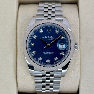 NEW 2025ロレックスデイトジャスト41ミリメートル126334ステンレススチールジュビリーブルーダイヤモンドダイヤルRolex