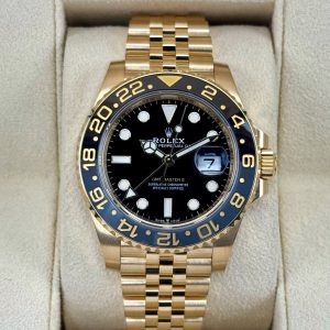 2023 Rolex GMT Master II 40mm 126718GRNR Yellow Gold Jubilee Black DialRolex